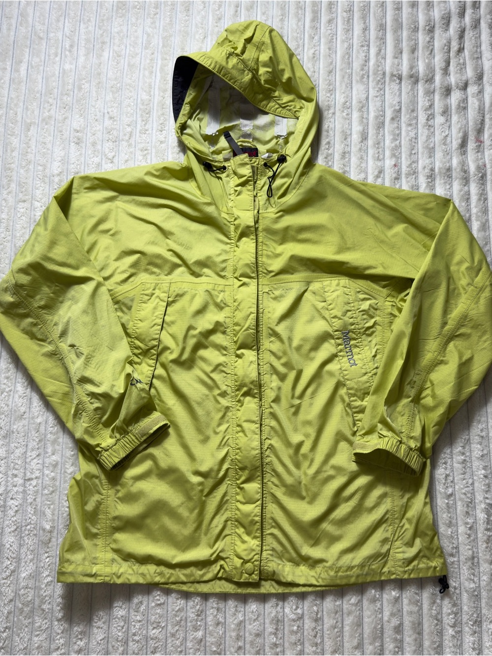 Marmot Women's Green Hooded Windbreaker Jacket Full Zip Pockets Size L